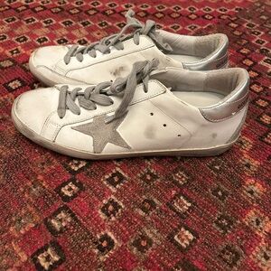 Golden Goose White and Gray Sneakers